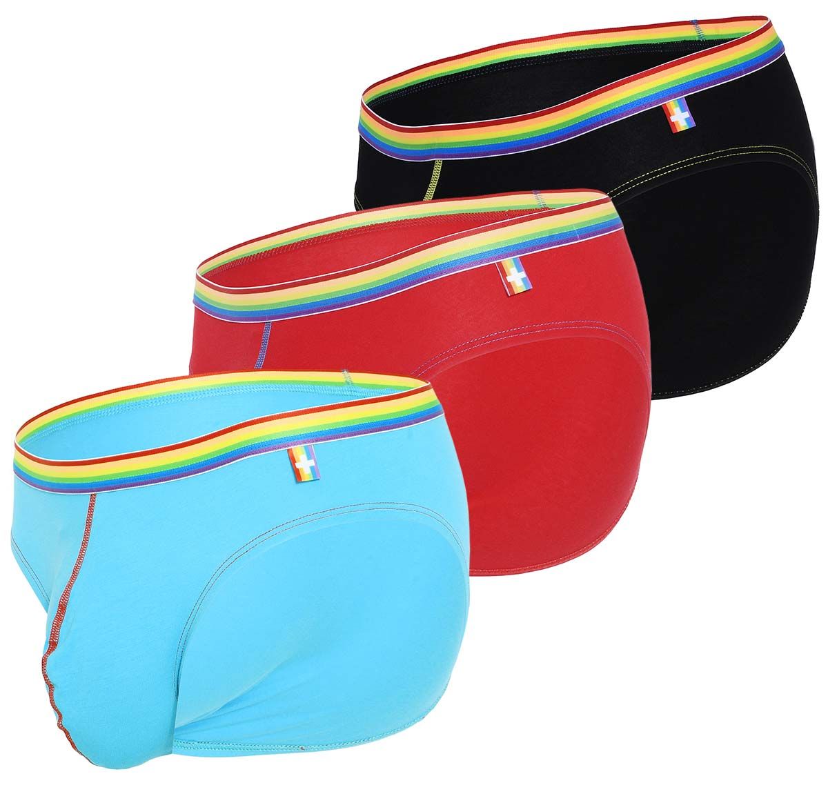Andrew Christian 3 Pack Briefs BOY BRIEF UNICORN 3-PACK w/Almost Naked 91702, red/blue/black
