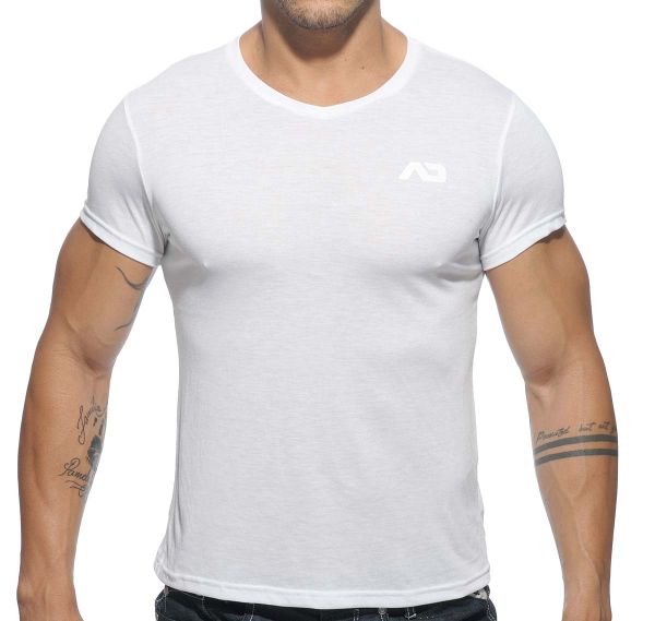 Addicted Camiseta con cuello en V BASIC V-NECK T-SHIRT AD423, blanco
