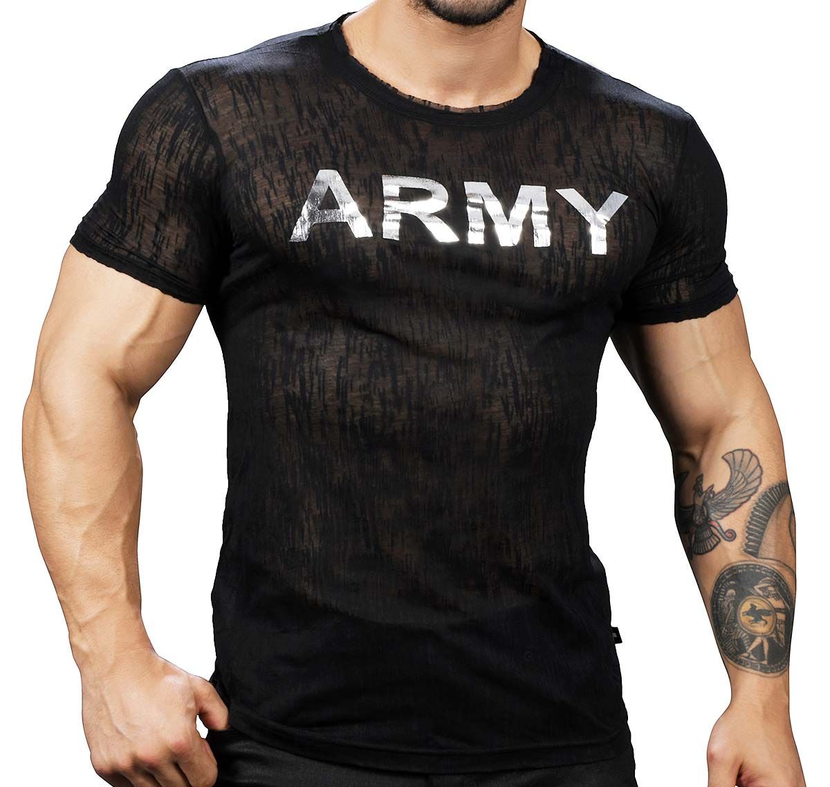 Andrew Christian T-shirt GLAM BURNOUT ARMY TEE 10282, noir
