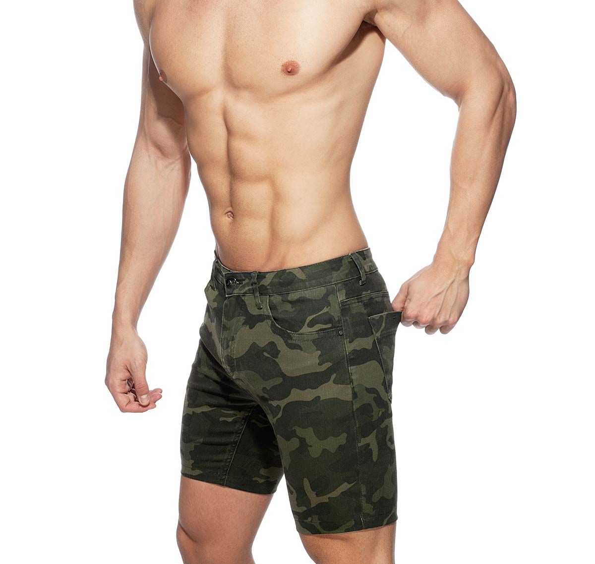 Addicted Shorts de mezclilla CAMO BERMUDA JEANS AD913, verde militar