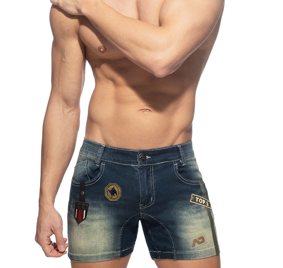 Addicted Shorts de jean SHORT JEANS WITH PATCHES AD1097, azul marino