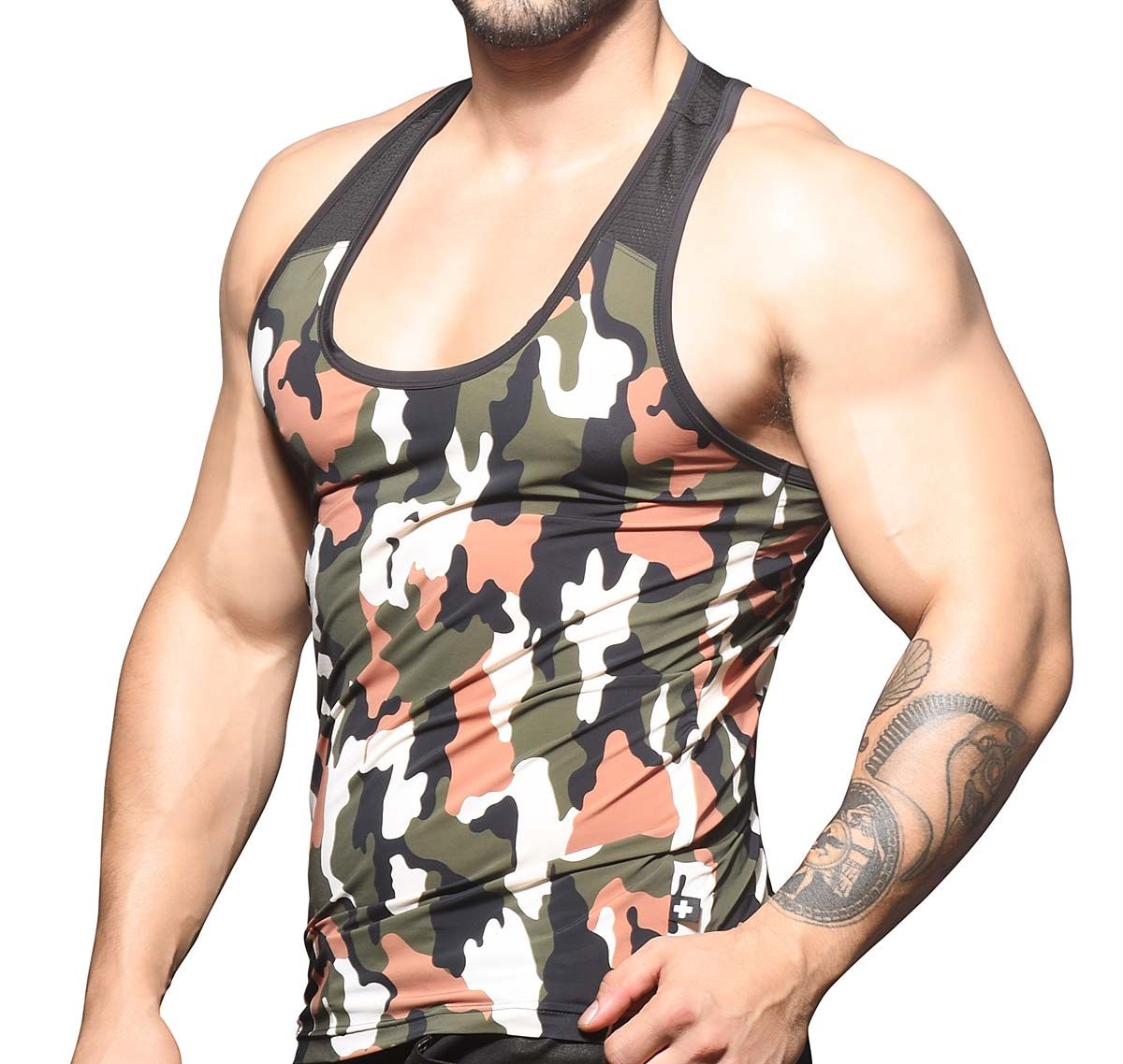 Andrew Christian Canotta CAMOUFLAGE MESH TANK 2807, army